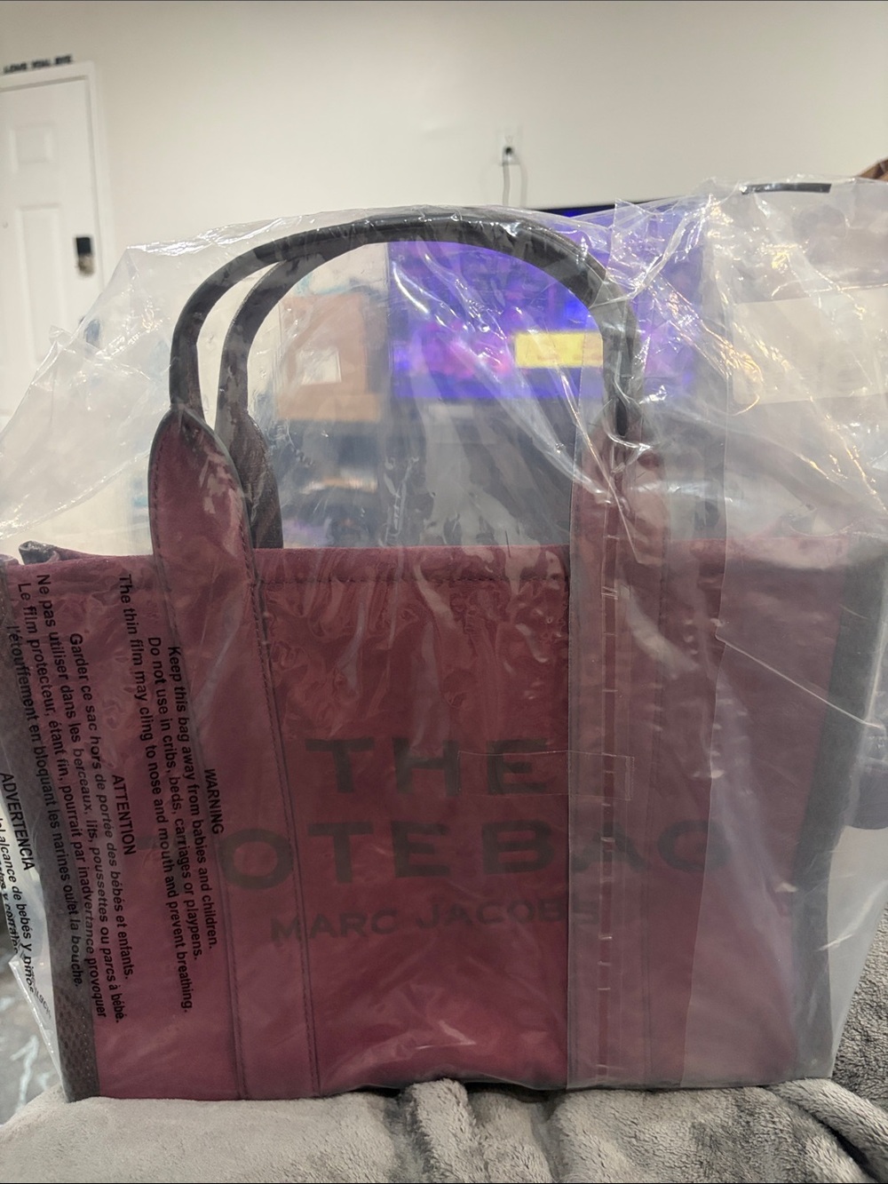 NWT Marc Jacobs The Suede Medium Tote Bag โ Dark Plum (Factory Sealed) - Picture 4 of 7
